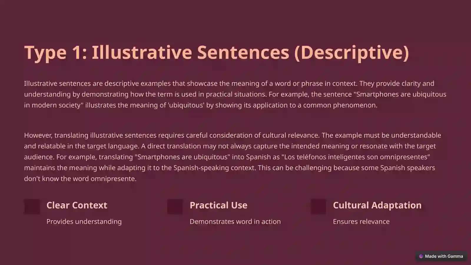 The Crucial Role of Sample Sentences in Translation 2