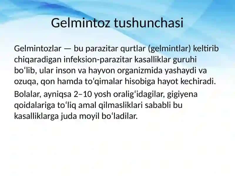 Gelmintozlar profilaktikasi 2