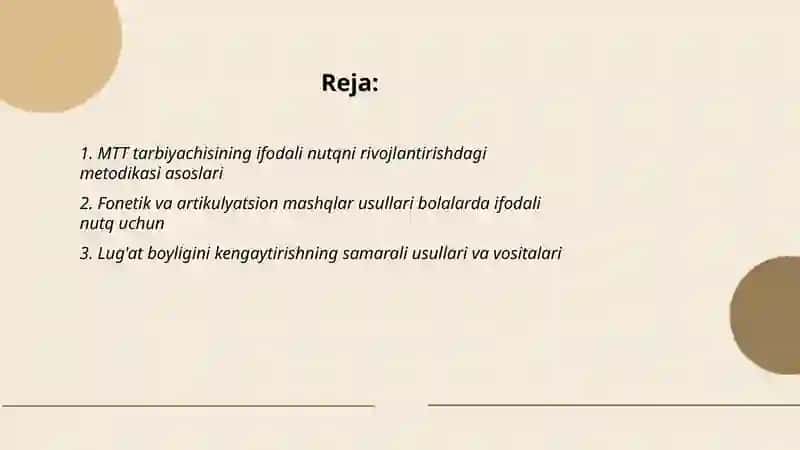 MTT tarbiyachisining bolalarning ifodali nutqini shakillantirish metodikasining usul va vositalari 2