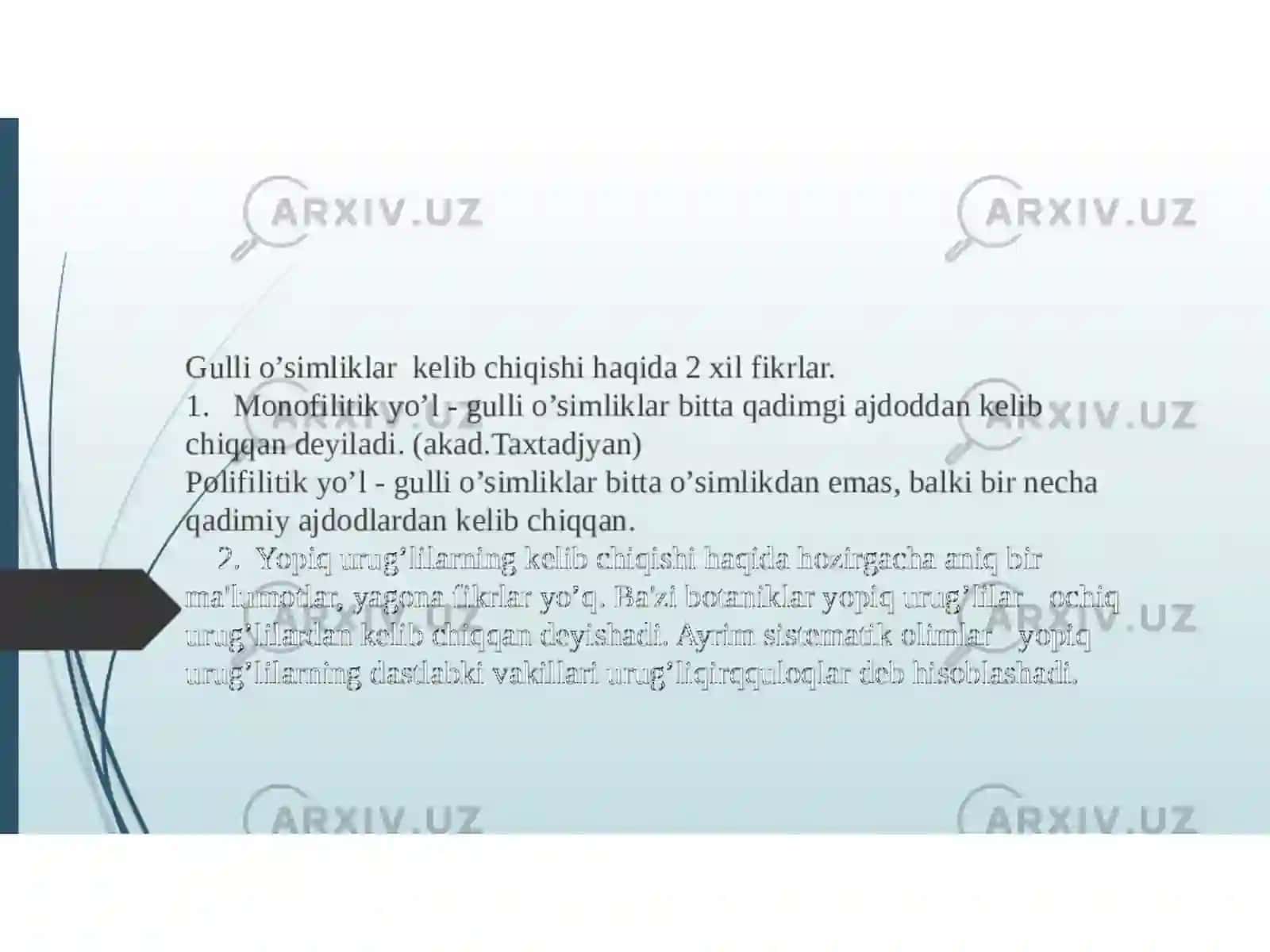 Gulli o'simliklarning kelib chiqishi 2