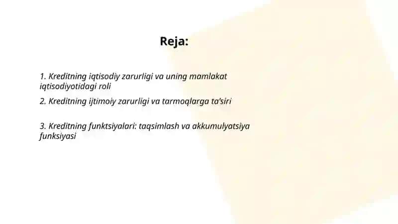 Kreditning zarurligi, funksiyalari turlari va shakllari 2