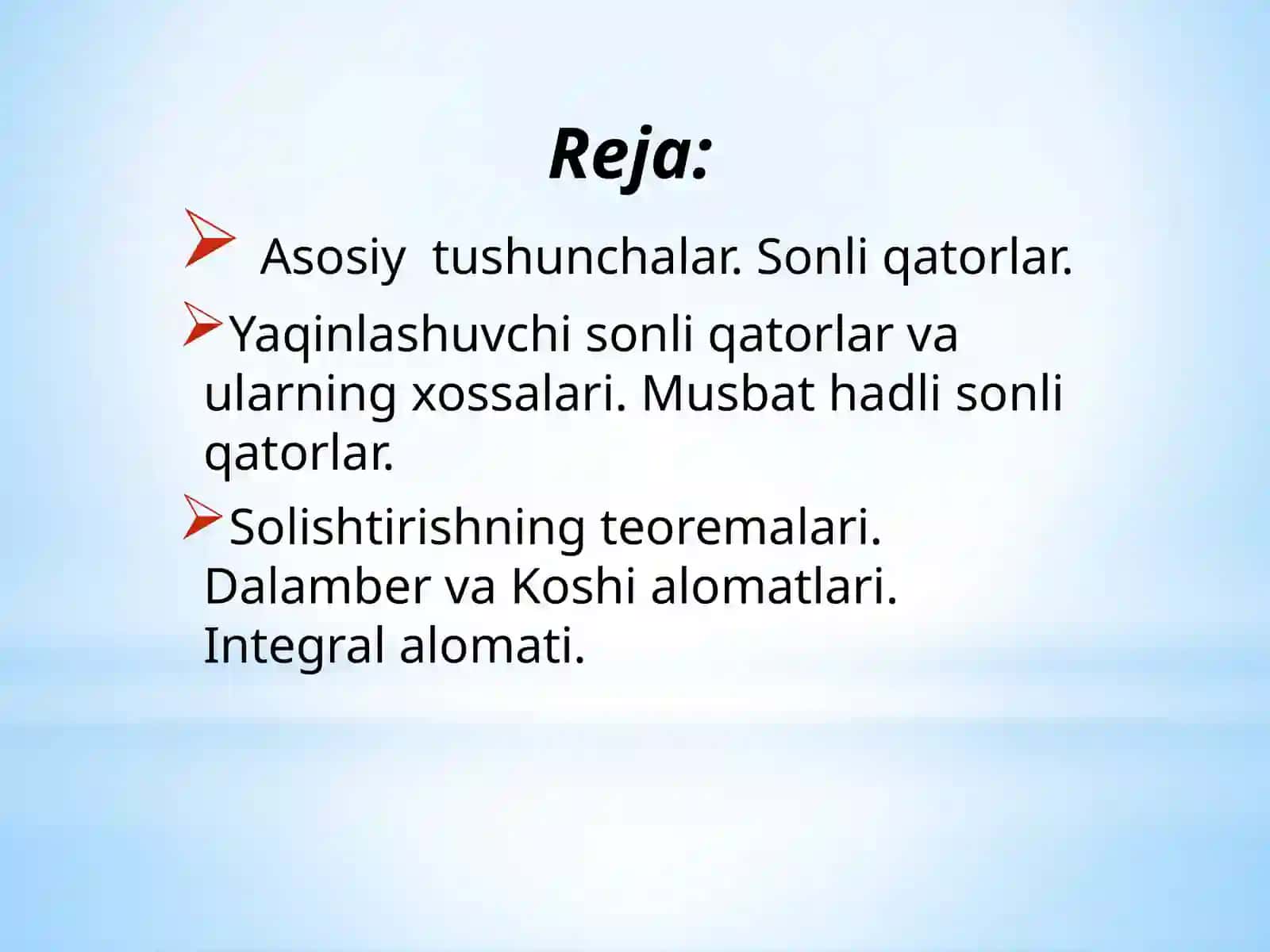 Asоsiy tushunchаlаr. Sоnli qаtоrlаr 2