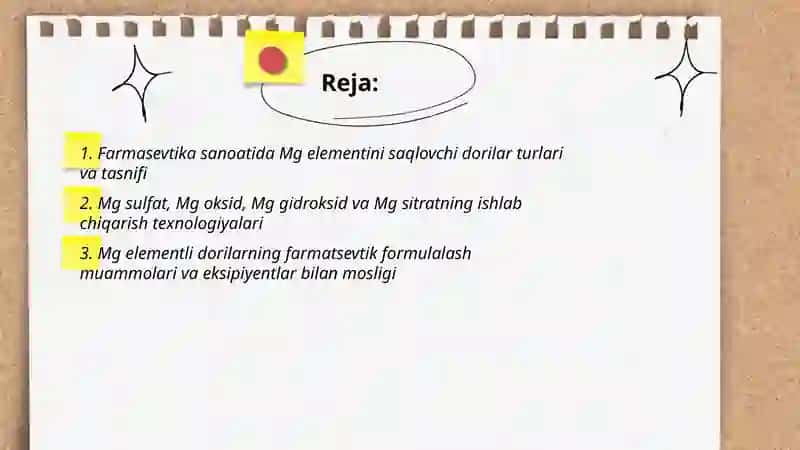 Farmasevtika sanoatida Mg elementini saqlovchi dori vositalari 2