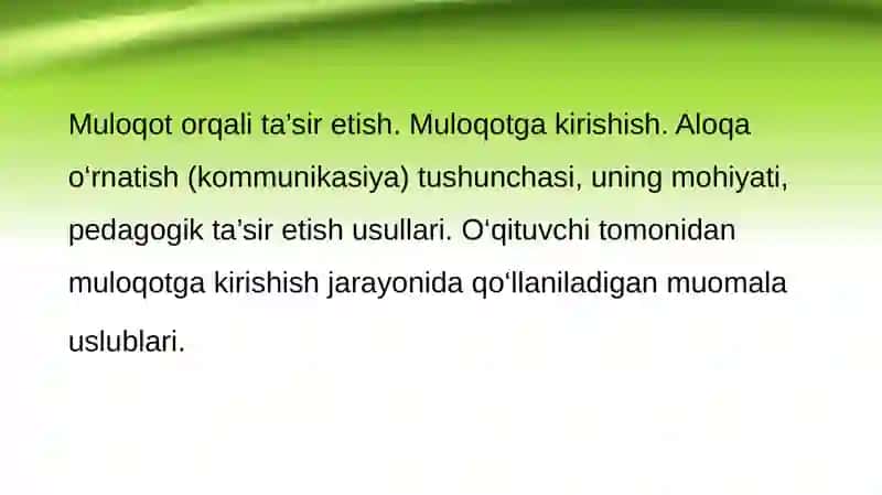 Ishontirishning og`zaki tasir etish turlari 2