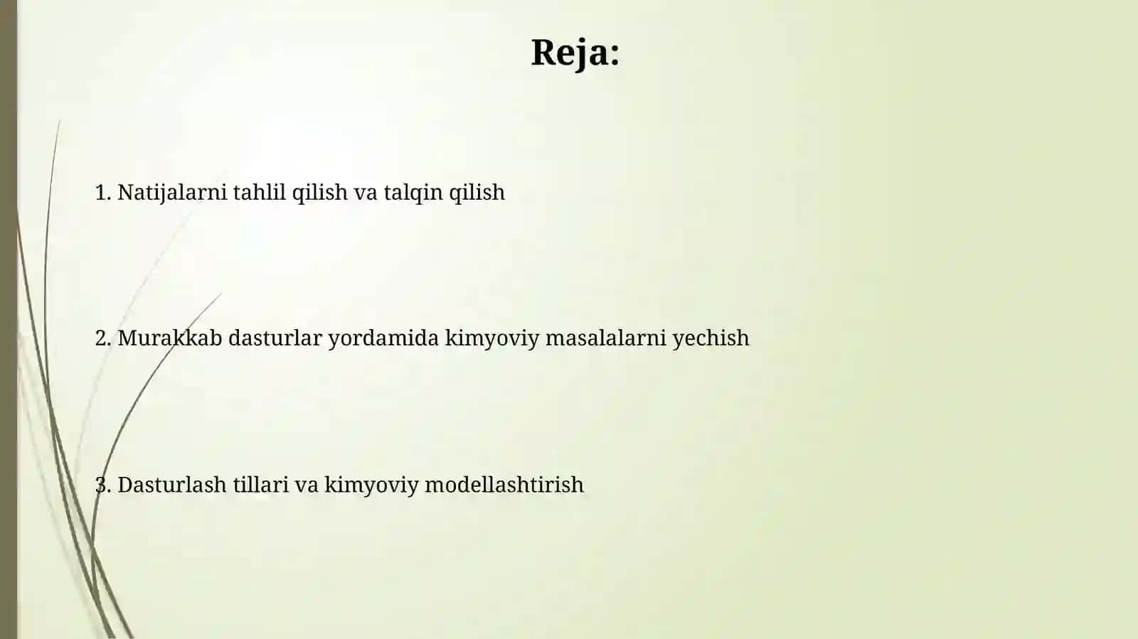 Dasturlardan kompleks foydalangan holda kimyoviy masalalar yechish 2