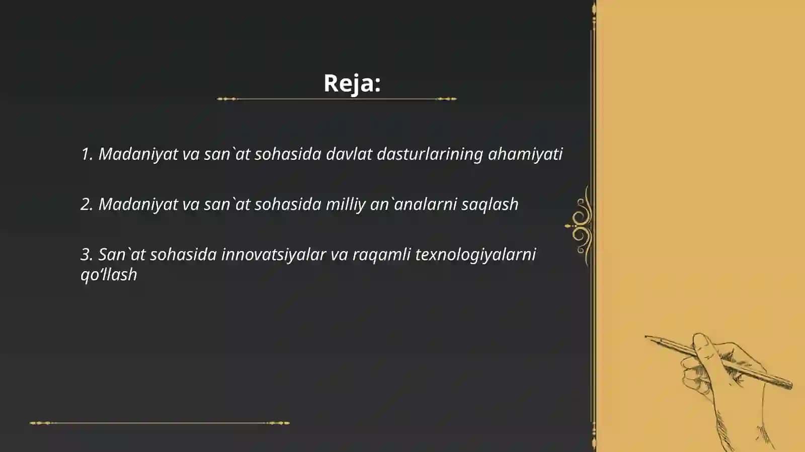 Davlat dasturlarini amalga oshirishda madanyati va sanat sohasi vakillarining orni 2