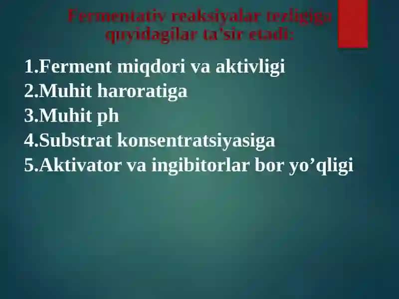 Fermentlarni anorganik katalizatorlardan farqlari 2