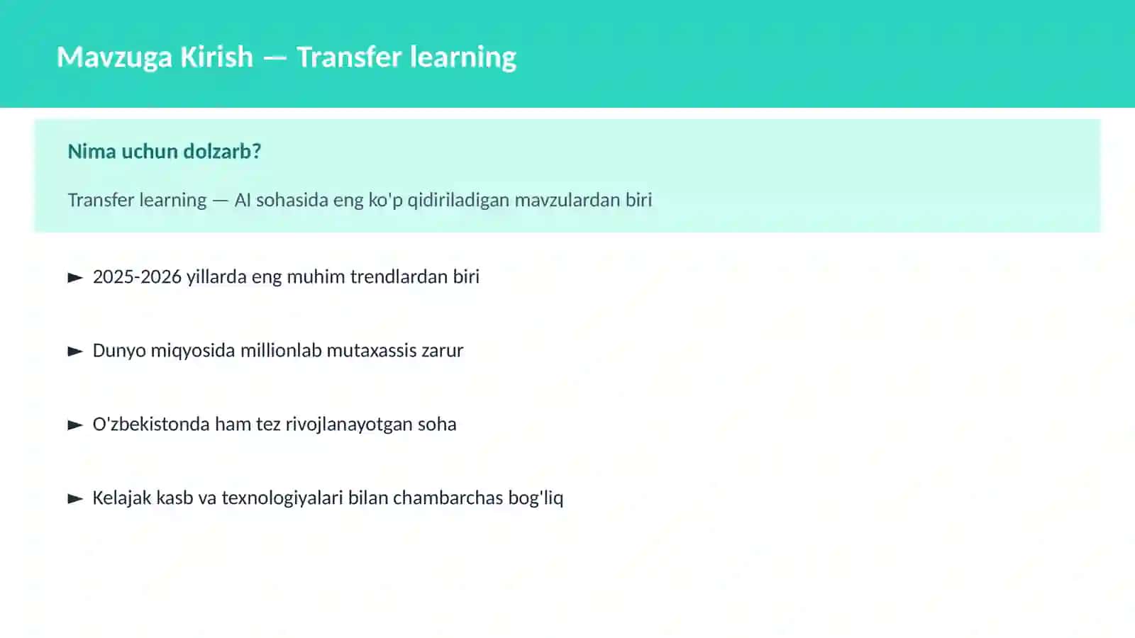 AI | DEEP LEARNING VA NEYRON TARMOQLAR 2