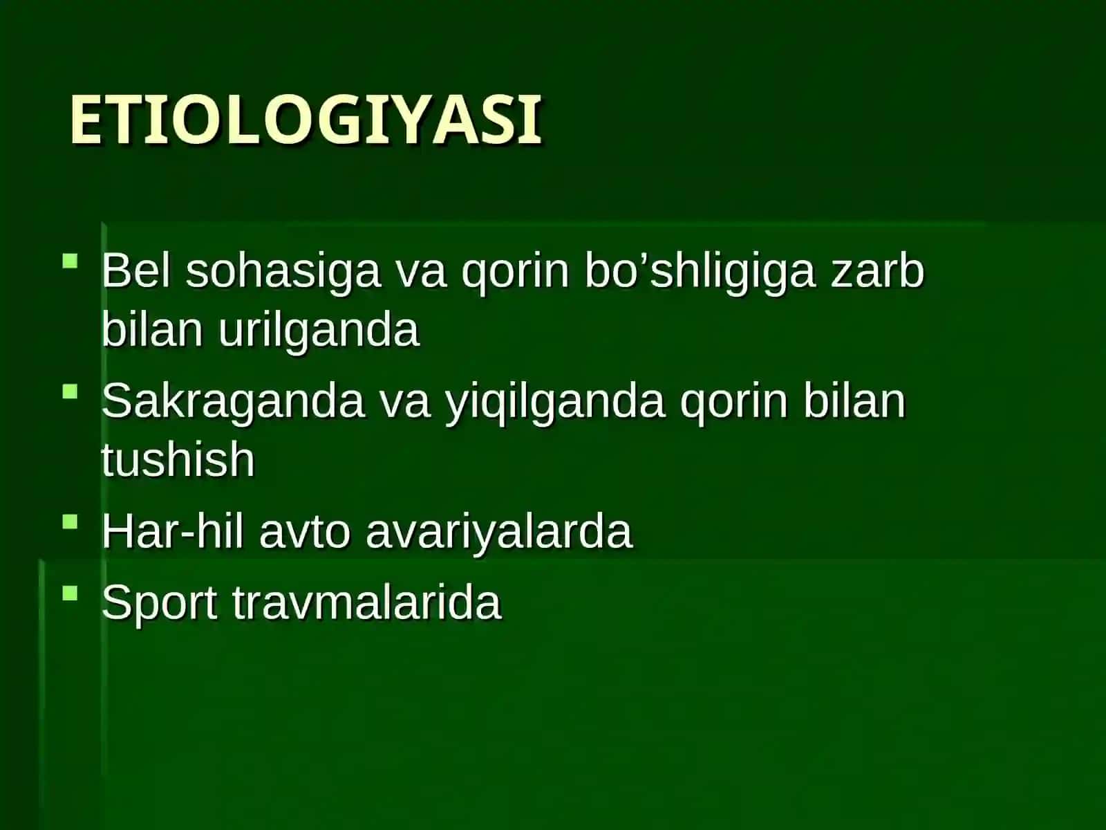 QORIN BO’SHLIG’I AZOLARINING YOPIQ SHIKASTLANISHLARI ETIOLOGIYASI 2