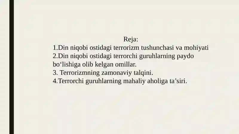 Dinni qo'biostidagi terrorizm tushunchasi va mohiyati 2