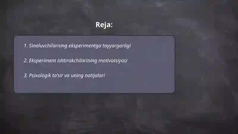 Sinaluvchilarning eksperimentda ishtirok etish effektlari 2