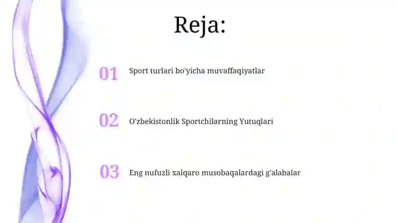 Oʻzbekiston sportchilarining yutuqlari(sport turlari boʻyicha) 2