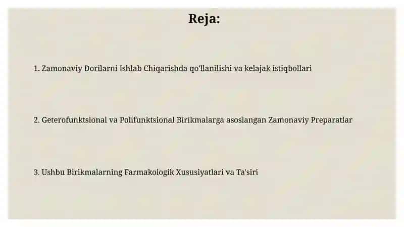 Zamonaviy Dorilarni Ishlab Chiqarishda qo'llanilishi va kelajak istiqbollari 2