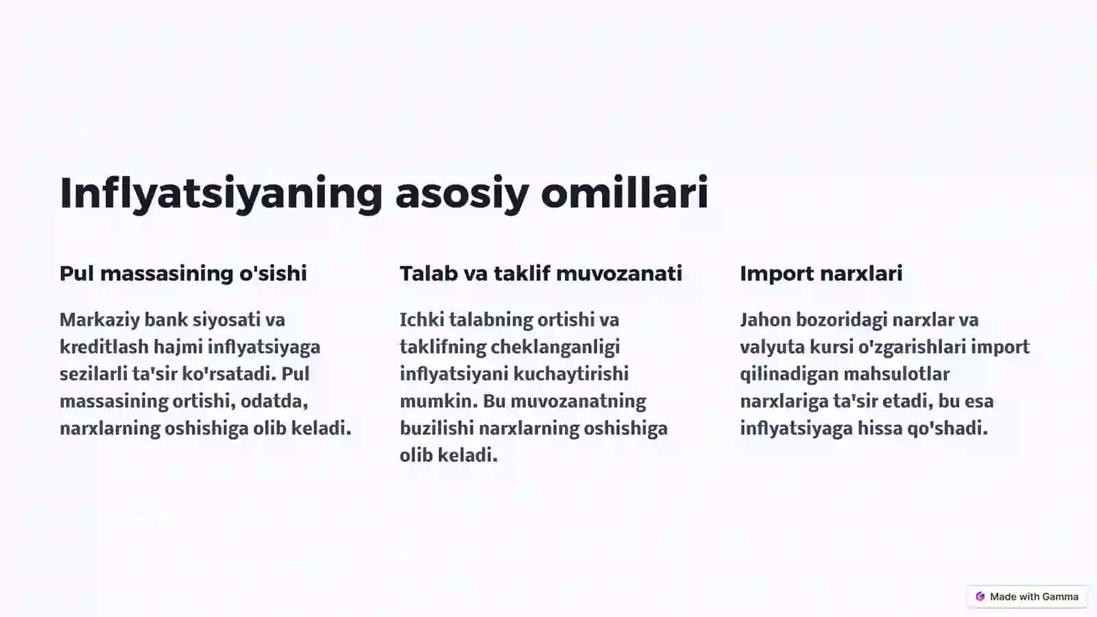 O‘zbekiston Respublikasi iqtisodiyotidagi inflyatsiya jarayonlari tahlili 2