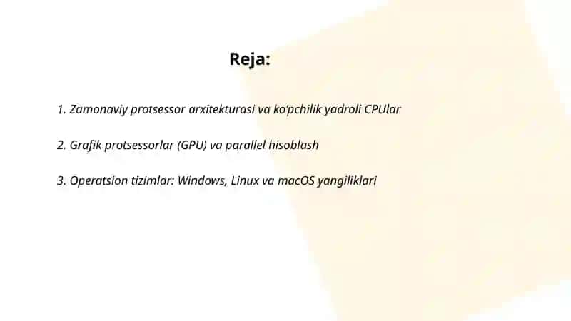 Zamonaviy shaxsiy komputer texnologiyalari 2