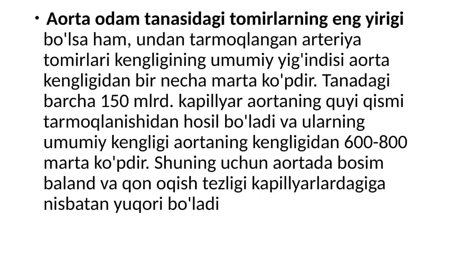 3Yurak va qon-tomir tizimi. Qon tomirlar tuzilishi. Aorta qon tomiri 2