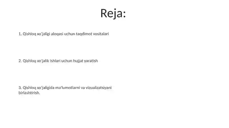 Qishloq xo'jaligi taqdimotlari 2