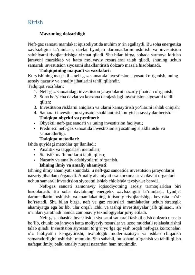 NEFT-GAZ SANOATIDA INVESTITSION SIYOSAT 2