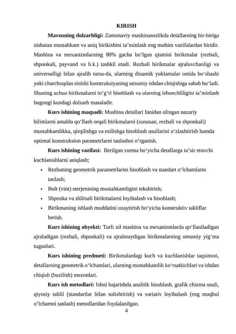 Rezbali birikmalarning nazariy asoslari 2