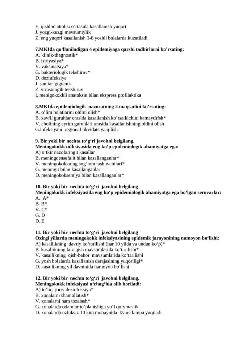 №21 Bosqi (streptokokkli infekciyalar-skarlatina) va meningit kasalligida epidemiologik nazoratni tashkil etish 2