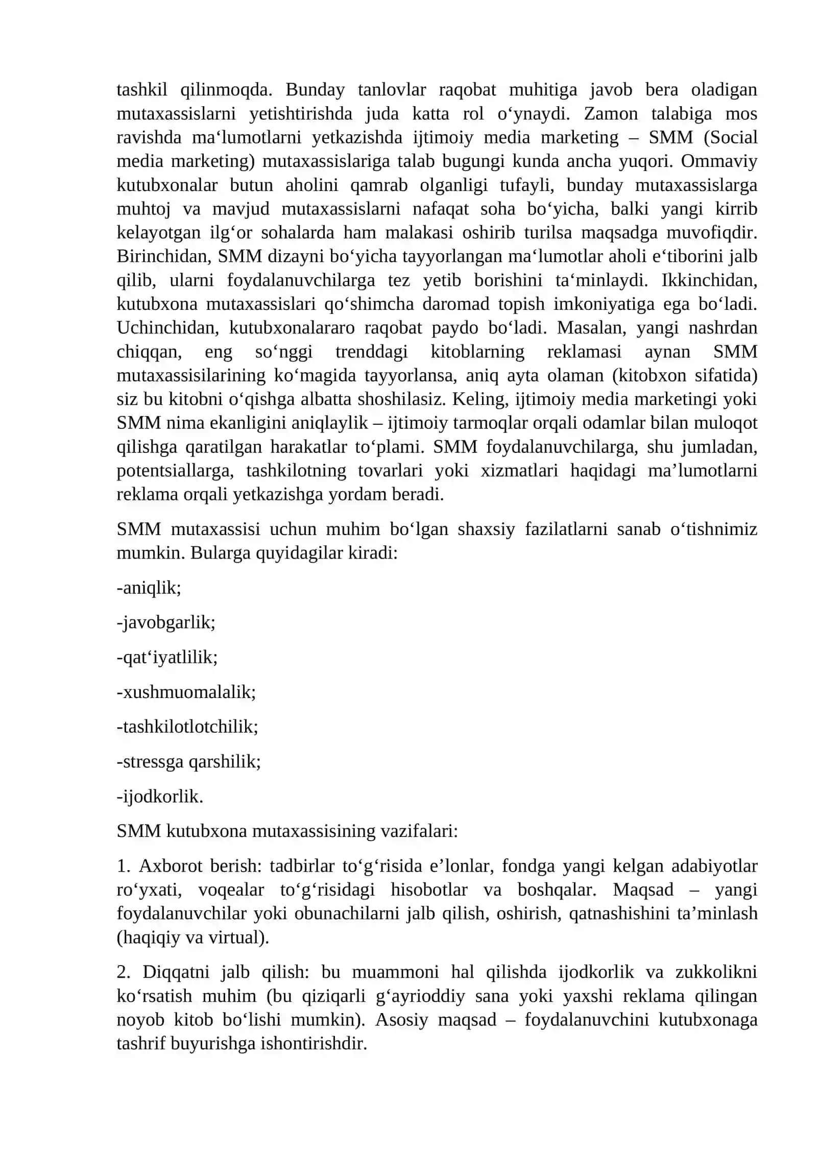 Seminar Axborot-kutubxona muassasalarida raqobatning o‘rni 2