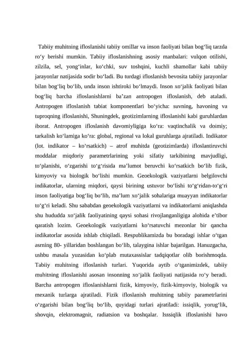Geoekologiya. Landshaftlarning ekologik funksiyalari. 2