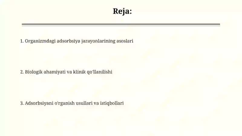 Organizmdagi adsorbsion jarayonlar 2