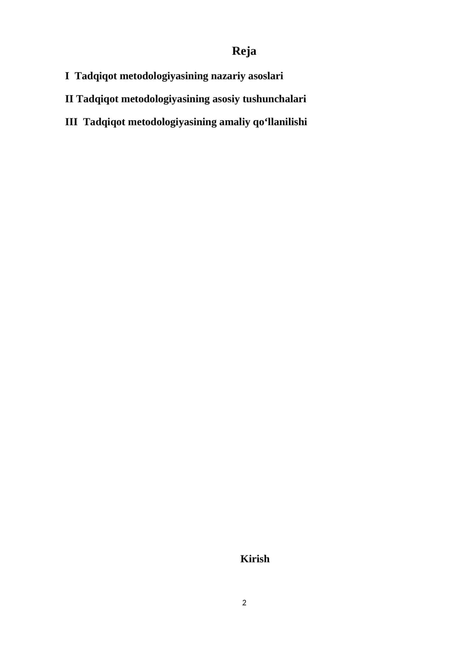 Tadqiqot metodologiyasi: asosiy tushunchalar va ulaming qo 'llanilishi. 2