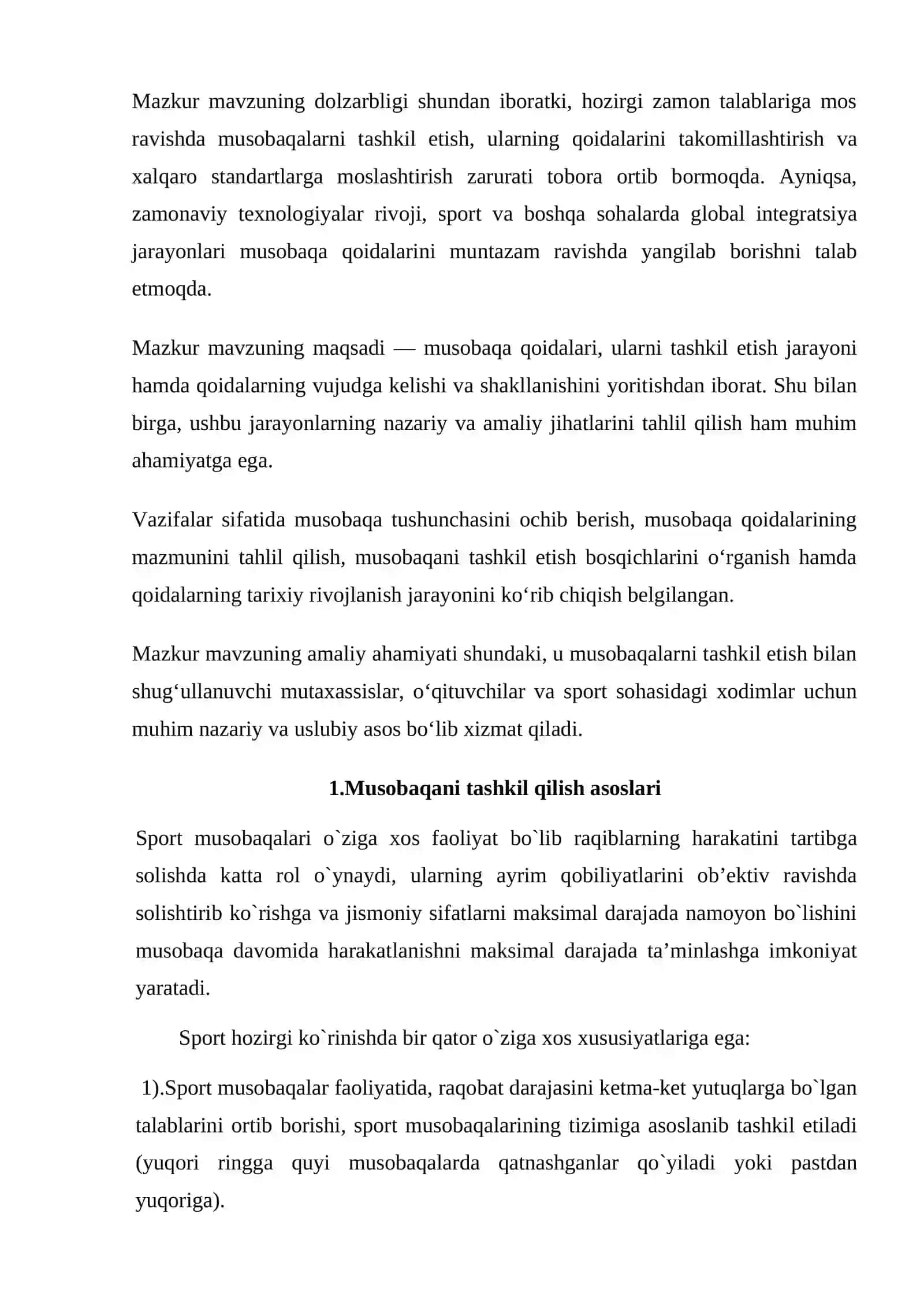 Musobaqa qoidalari va uni tashkil qilish 2