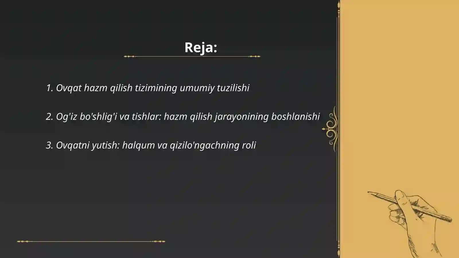 Ovqat hazm qilish sistemasini o'qitish metodikasi 2