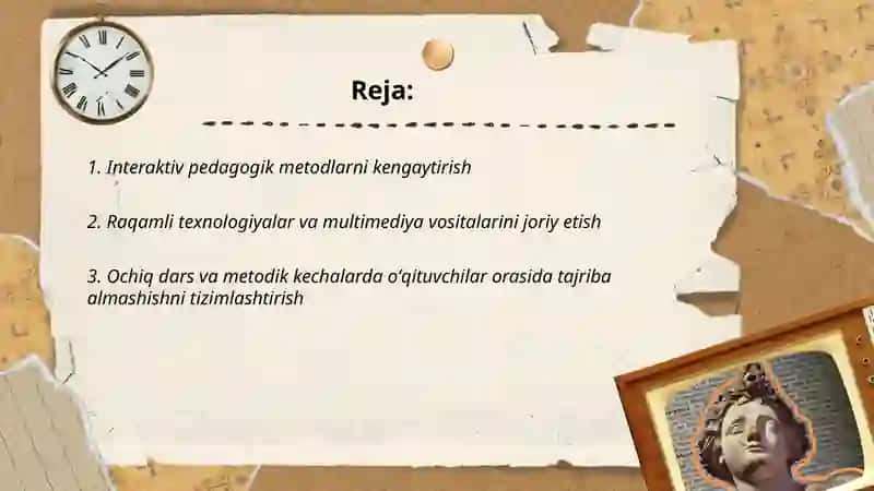 Metodik kechalar va ochiq darslar samaradorligini oshirish boʻyicha takliflar Komilova Zulfiya 2