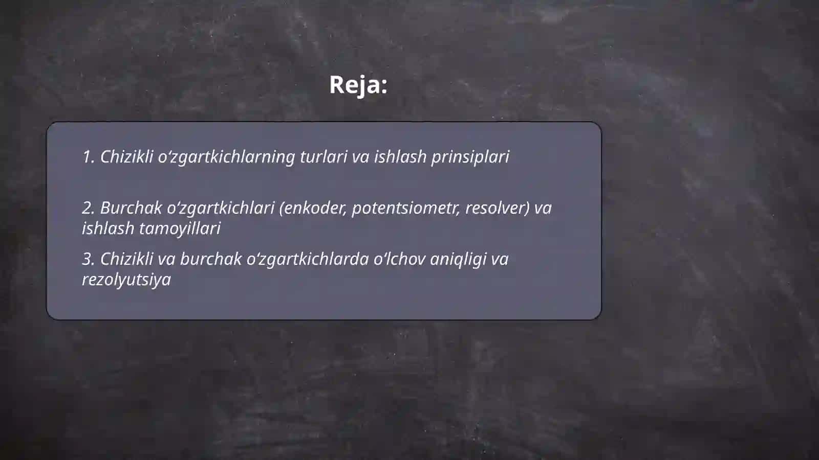 Chizikli va burchak o‘zgartkich yordamida ulchash 2