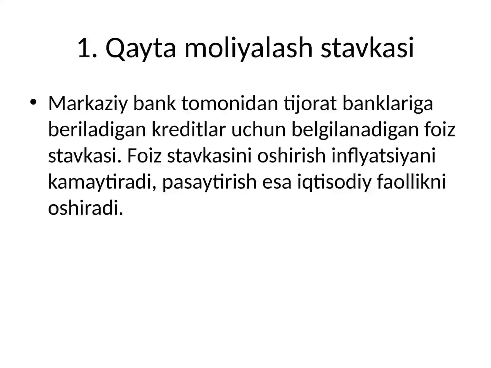 Davlat pul-kredit siyosati vositalari 2