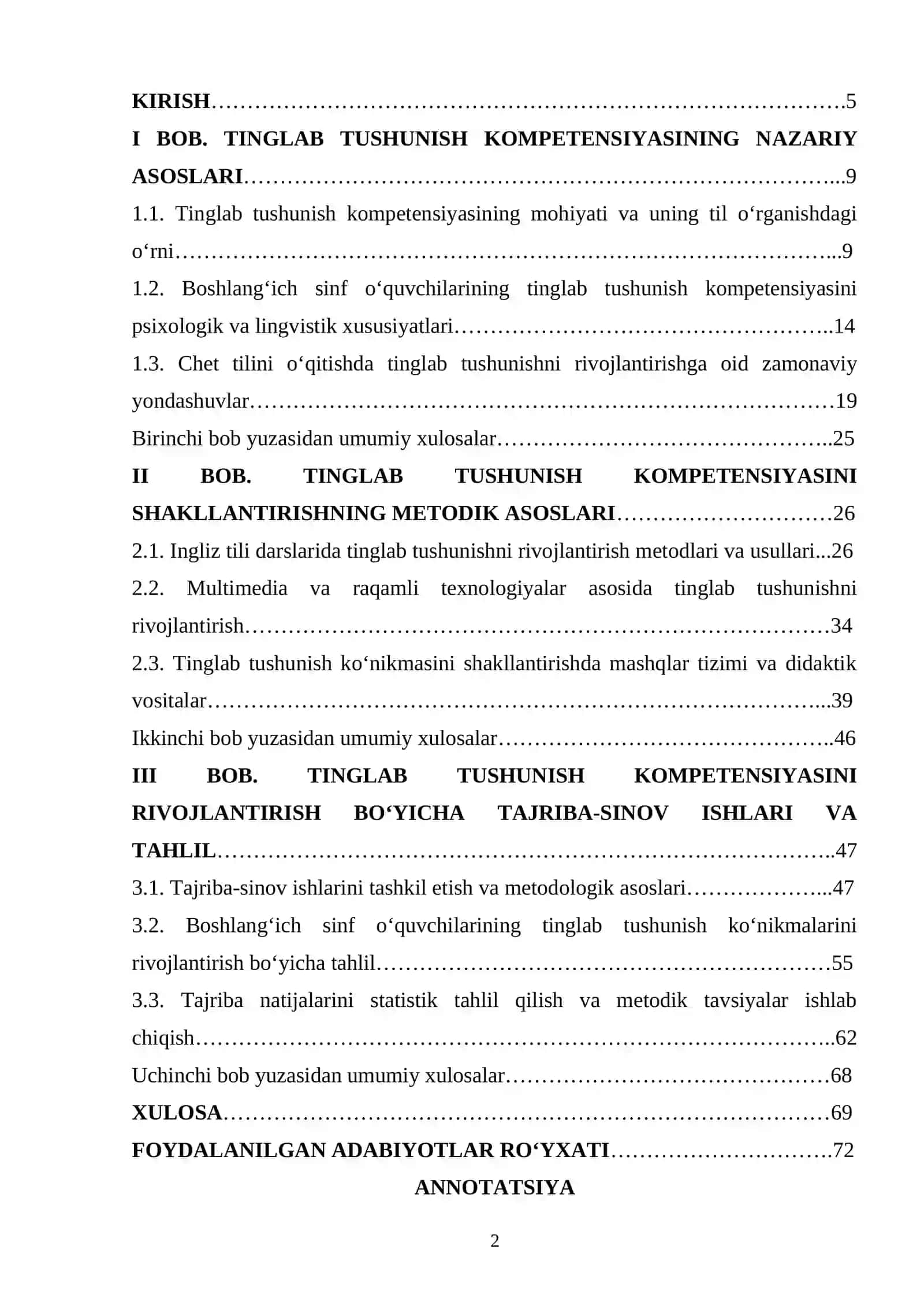 Ingliz tili darslarida boshlang‘ich sinf o‘quvchilarining  tinglab tushunish kompetensiyasini shakllantirish metodikasi 2