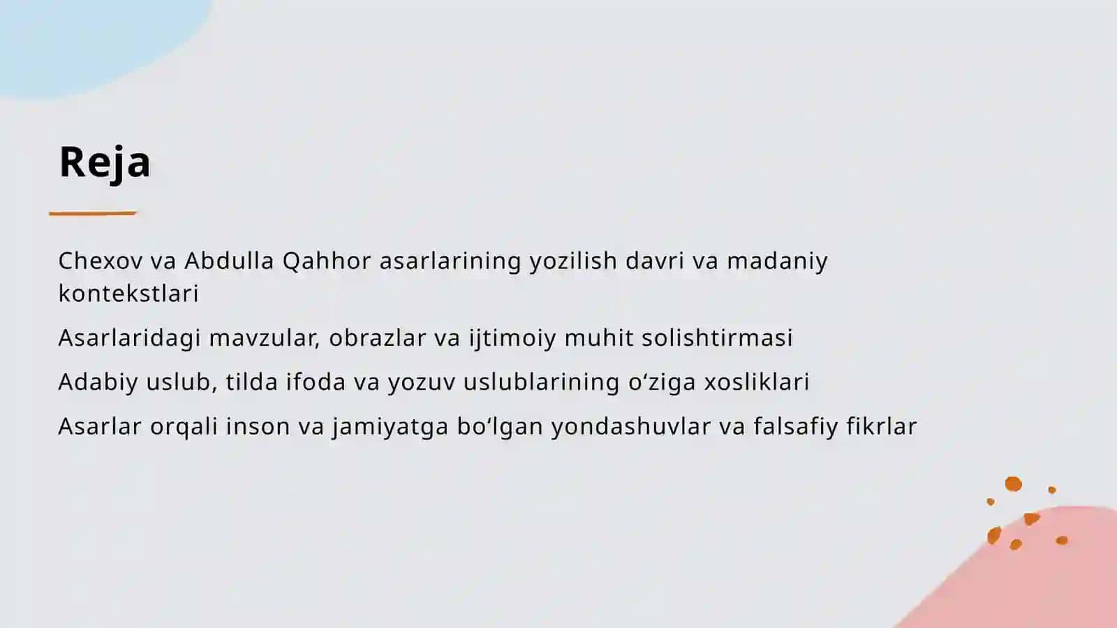 Chexov va Abdulla Qahhor asarlarining qiyosiy tahlili 2