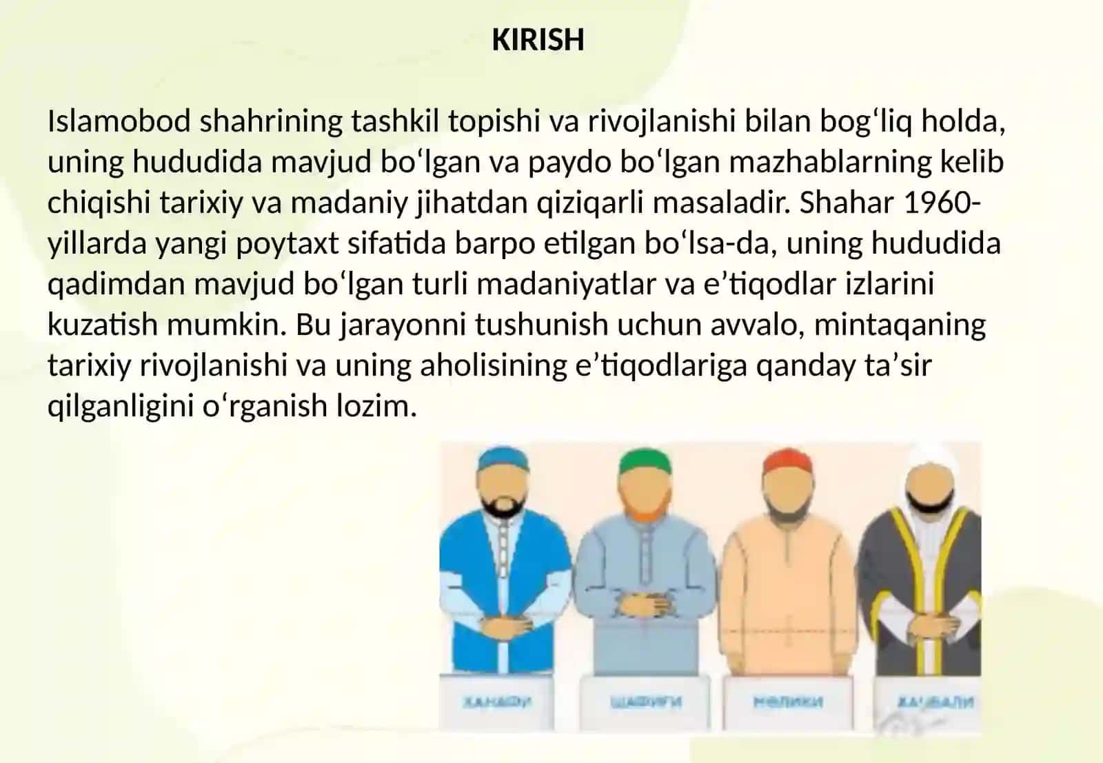 Islamobod mazhablarining paydo bo‘lishi haqida 2