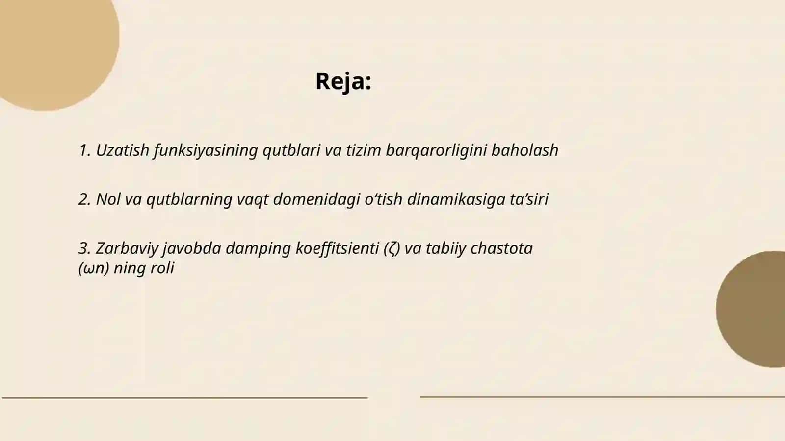 Aftomatik boshqarish nazariyasi 2