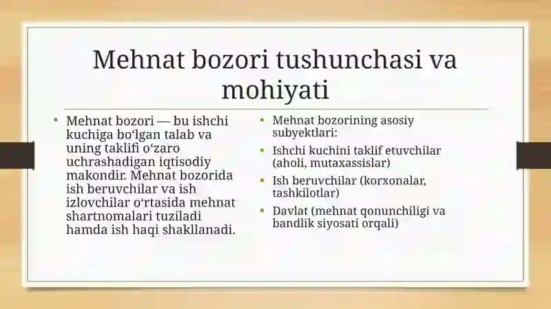 Mehnat bozori va korxonalarda mehnat resurslaridan foydalanish 2