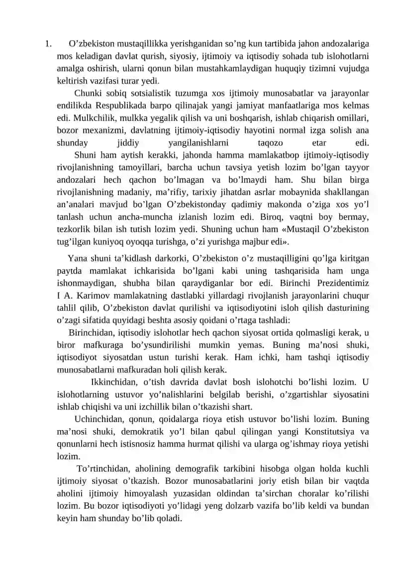 Mustaqil taraqqiyotning dastlabki bosqichidagi muammolar 2