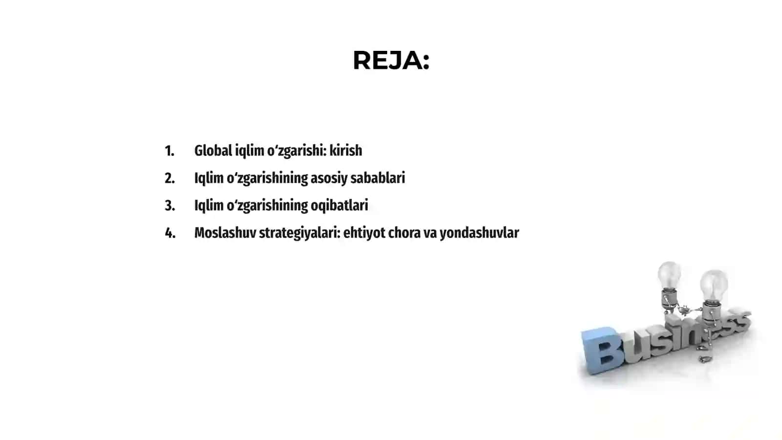 Global iqlim oʻzgarishi sabablari oqibatlari va moslashuv strategiyalari 2