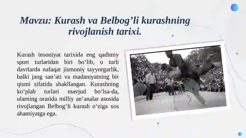 Kurash va Belbog’likurashning rivojlanishi 2