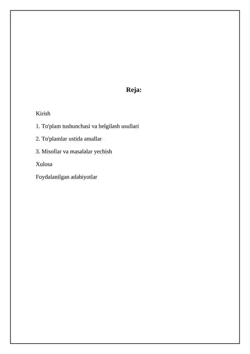 To'plam tarifi.To'plam ustida amallar 2