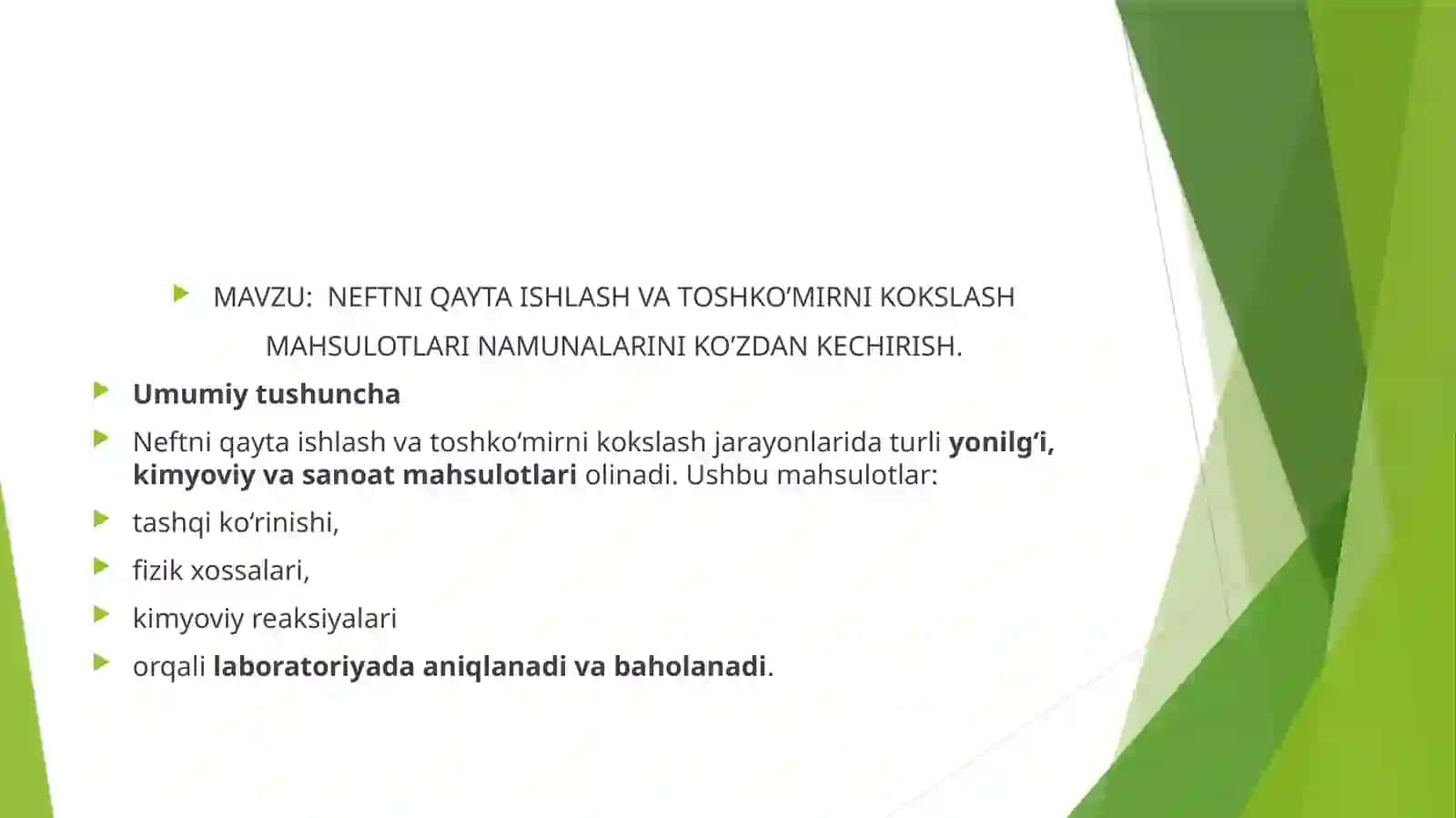NEFTGAZ KIMYOSI FANIDAN TAYYORLAGAN TAQDIMOTI 2