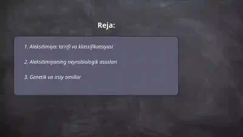 Aleksitimiya sabablari, belgilari. Aleksitimiya profilaktikasi va psixokorreksiyasi 2
