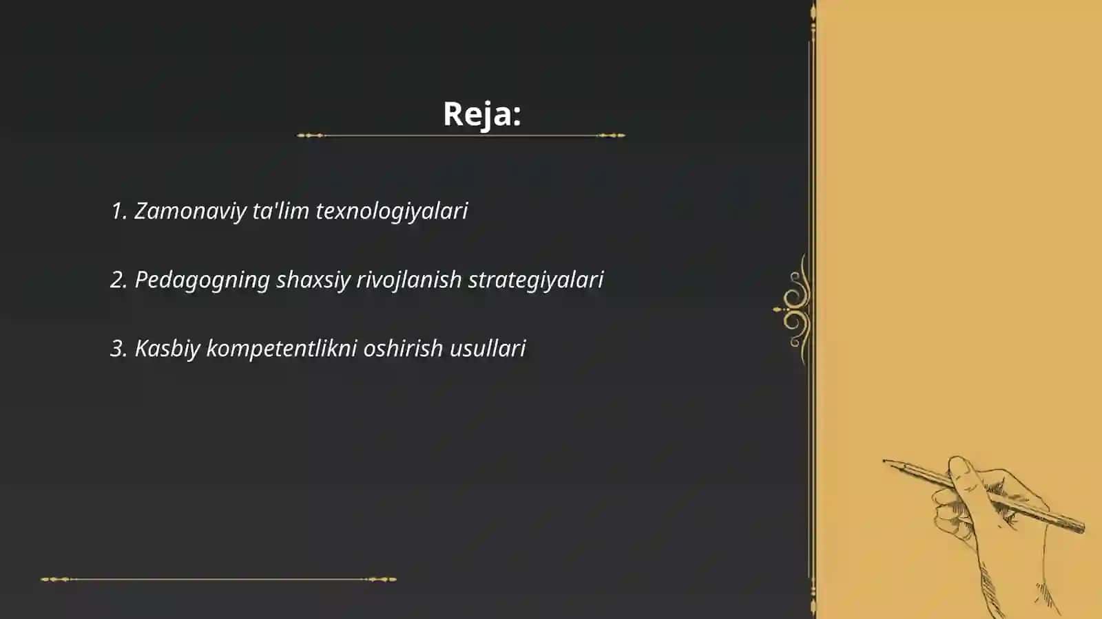 Zamonaviy óquv jarayonini takomillastirishda pedagogning shaxsiy va kasbiy ózini -ózi rivojlantirish metodikasi 2