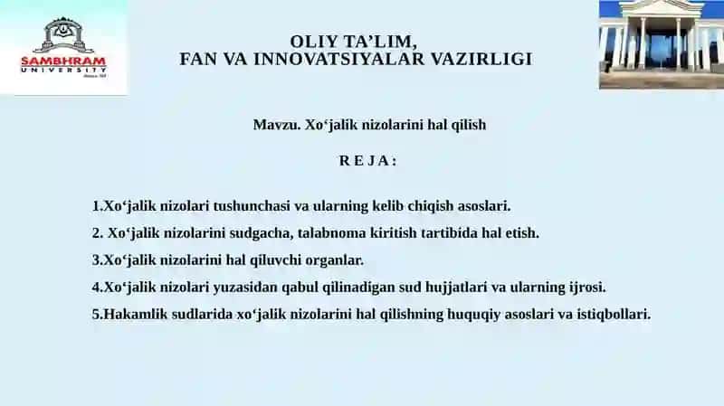 Xoʻjalik nizolarini hal qilish 2