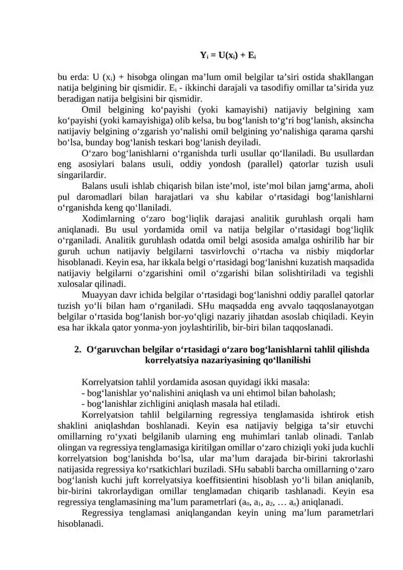 KORRELYATSION-REGRESSION TAHLIL 2