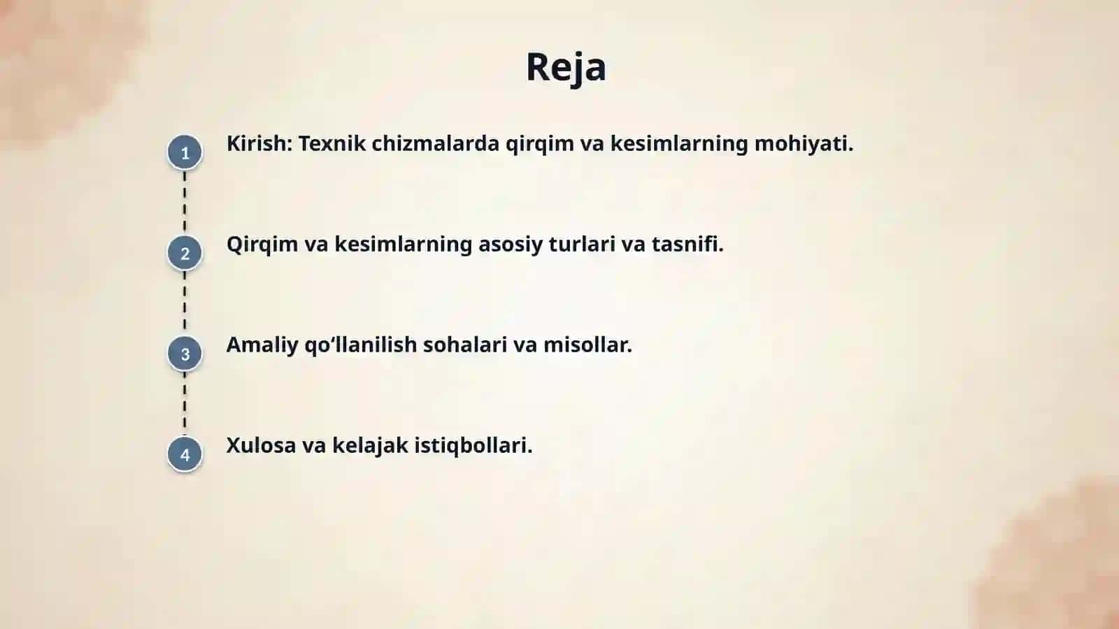 Qirqim va kesimlar. Ularning turlari va qo‘llanilishi. 2