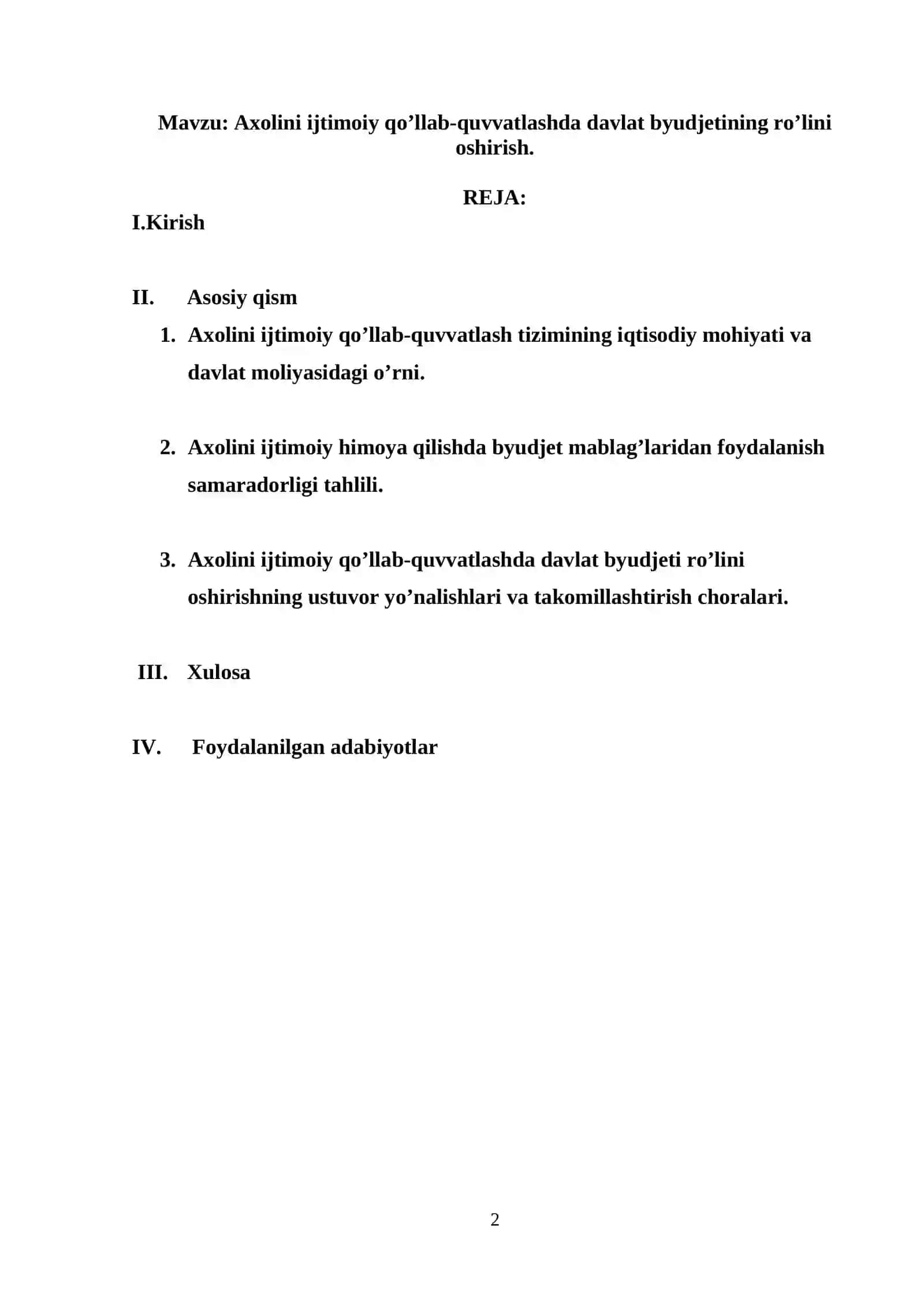 Axolini ijtimoiy qo’llab-quvvatlashda davlat byudjetining ro’lini oshirish 2