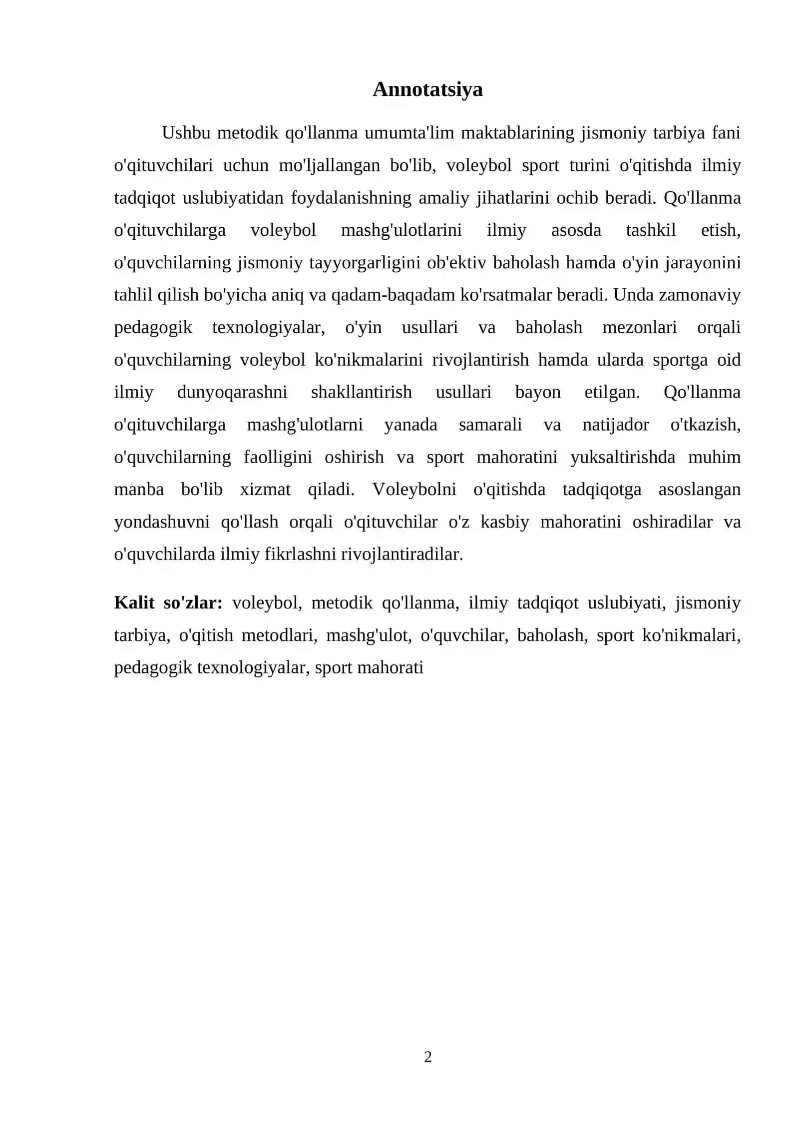 Tanlangan sportda ilmiy tadqiqot uslubiyati voleybol 2
